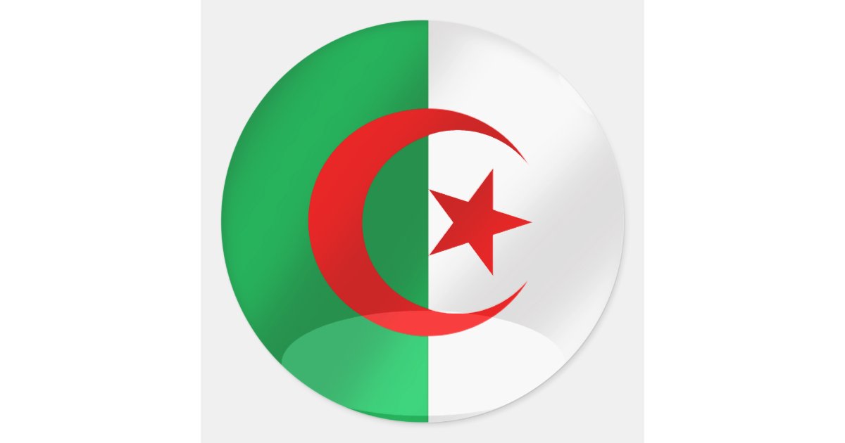 Le drapeau rond de l'Algérie avec du chrome aiment Sticker ...