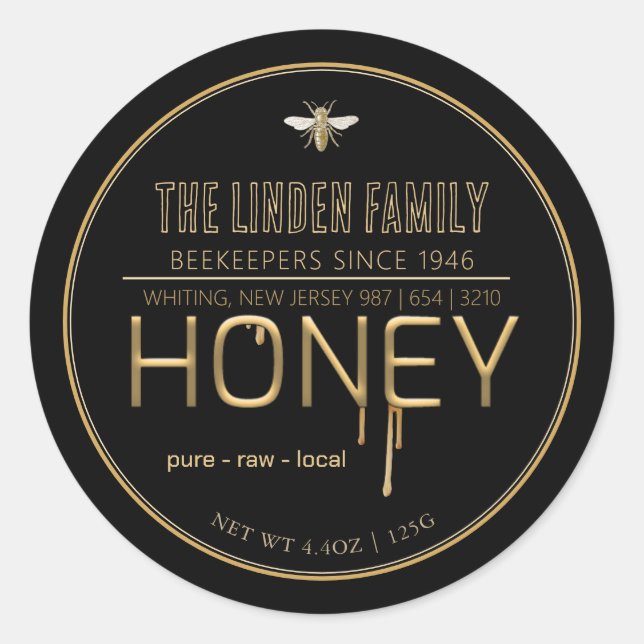 Le Étiquette de miel de l'agriculteur avec l'abeil (Devant)