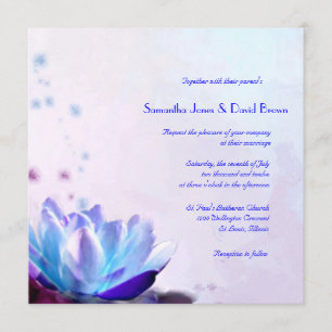 Le faire-part de mariage bleu de nénuphar