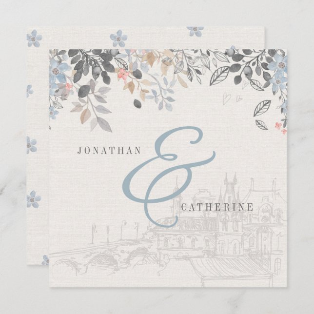 Le Faire-part de mariage de charme de l'ancien mon (Devant / Derrière)