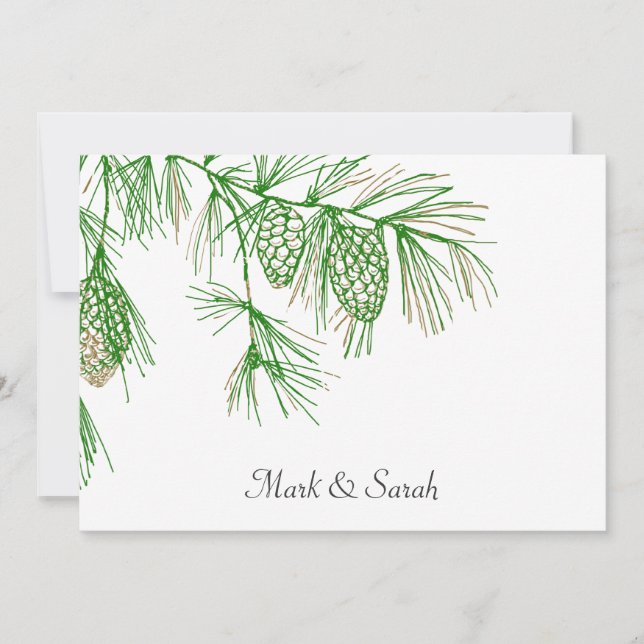 Le Faire-part de mariage de Green Pine Boughs (Devant)