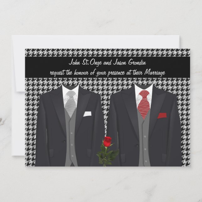 Le faire-part de mariage gai avec deux smokings et (Devant)