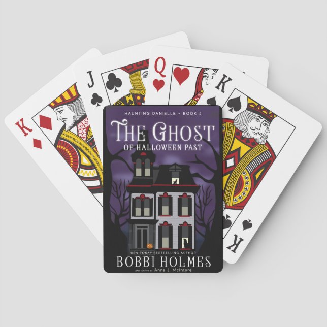 Le fantôme de Halloween après des cartes de jeu (dos)
