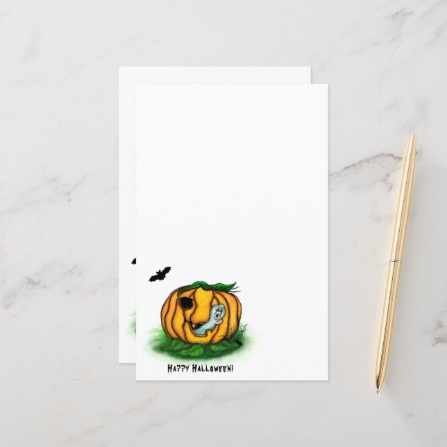 Le fantôme d'Halloween, chauve-souris, fantôme et  (Devant/Arrière en situation)