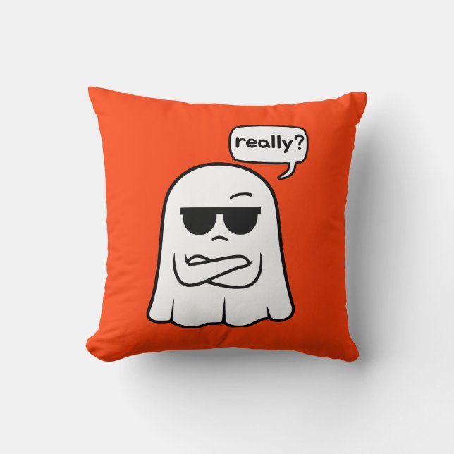 Le fantôme sarcastique "Vraiment ?" Coussin décora (Recto)