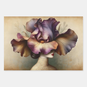 Le Femme Iris Découpage plat Enveloppement Papier