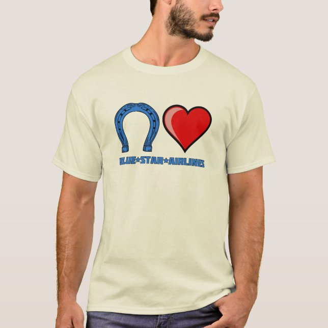 Le fer à cheval bleu aime le T-shirt bleu de Star (Devant)