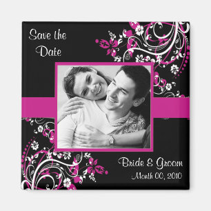 Le fuchsia et le noir sauvent le magnet de photo