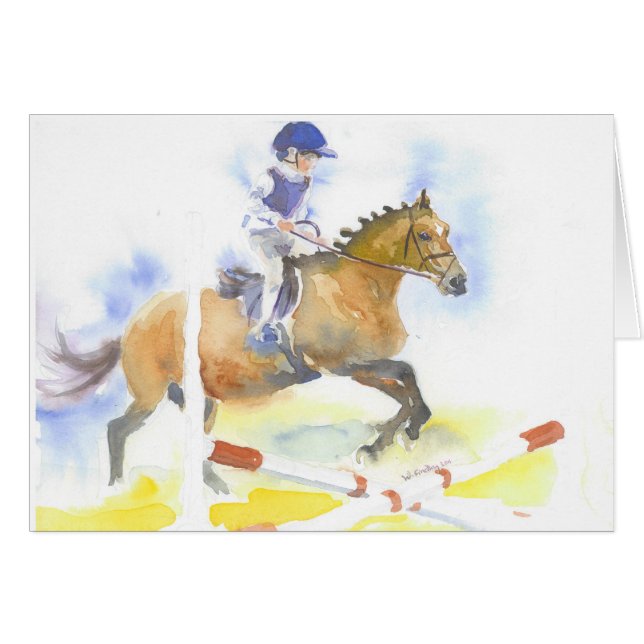 Le garçon sautant sur son poney (Devant horizontal)