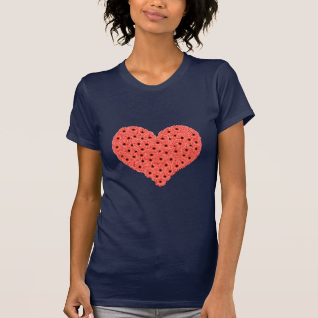 Le Gerbera fleurit le T-shirt de bleu de coeur (Devant)