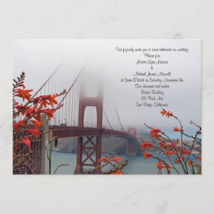 Le Golden Gate avec l'orange fleurit le faire-part