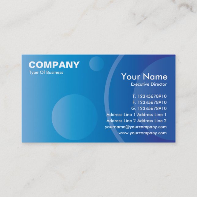 Le gradient bleu entoure le carte de visite EX18 (Devant)
