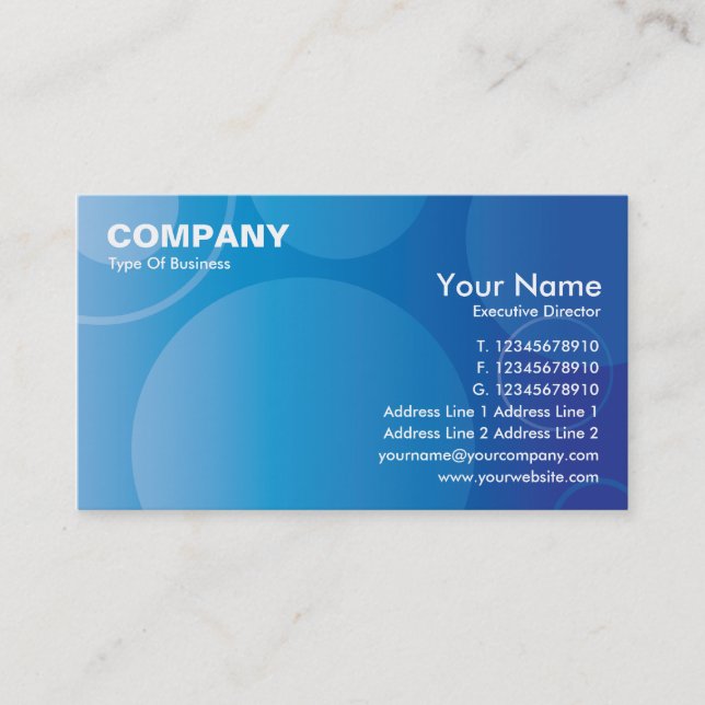 Le gradient bleu entoure le carte de visite EX3 (Devant)