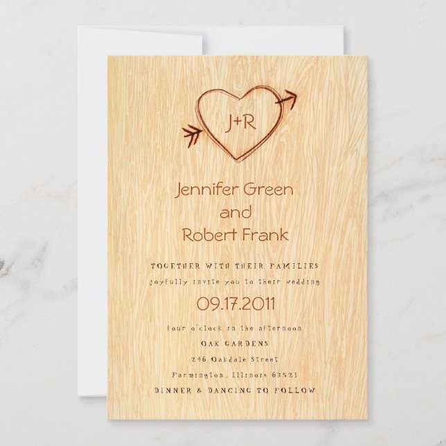 Le grain de bois avec le Faire-part de mariage du  (Devant)