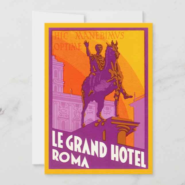 Le Grand Hotel Roma Statue, Italie, Vintage voyage (Devant)