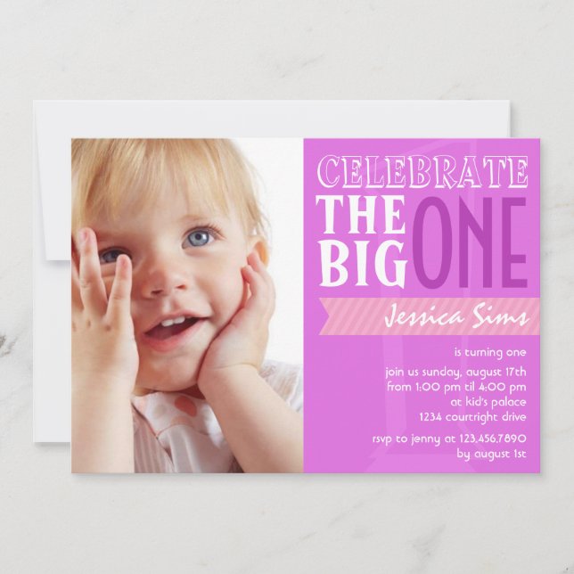 Le Grand - Invitation d'anniversaire violette (Devant)