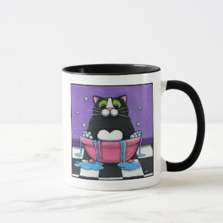 Le gros chat prend Bath - tasse de chat