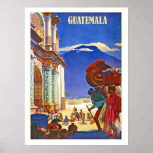 Le Guatemala, les gens, affiche vintage de voyage