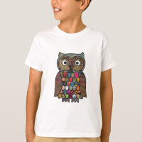 Le hibou de patchwork badine le T-shirt