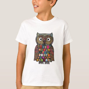 Le hibou de patchwork badine le T-shirt