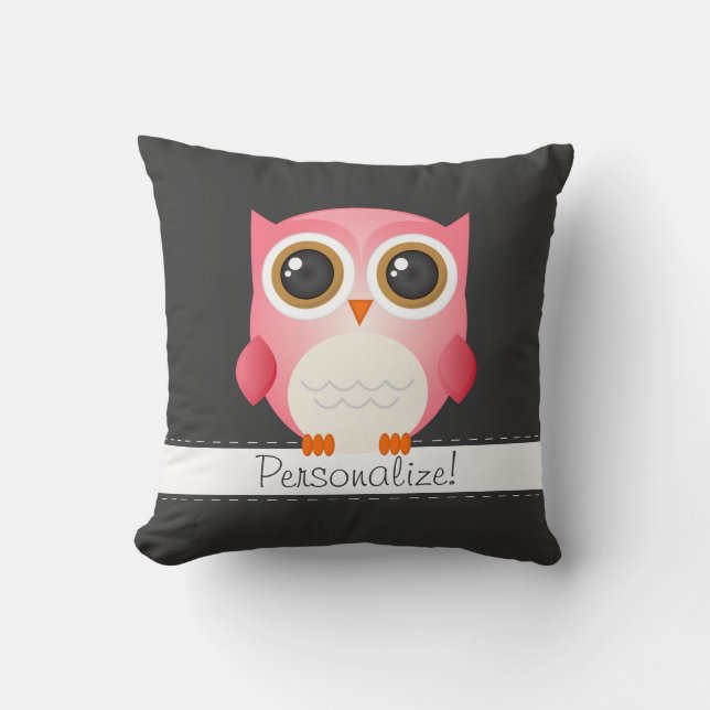 Le hibou rose sur le coussin gris-foncé, le (Recto)
