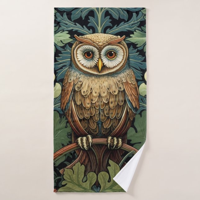 Le hibou sur un chêne (Serviette de bain)