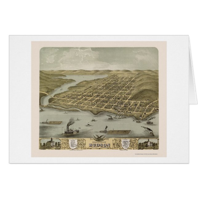Le Hudson, carte panoramique de WI - 1870 (Devant horizontal)
