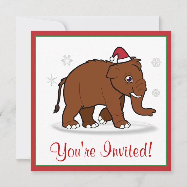 Le Invitation de Noël Wooly Mammoth à Santa Hat (Devant)