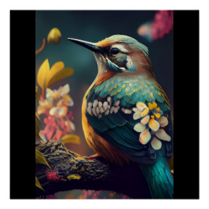 Le jardin de colibris Khem Poster brillant parfait