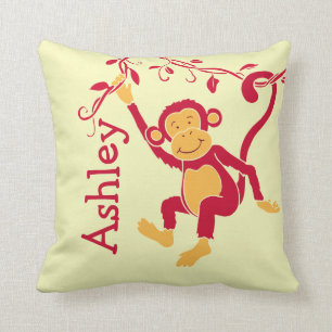 Le jaune rouge de singe a personnalisé le coussin