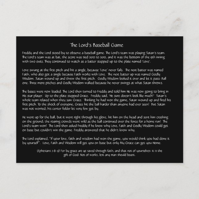 Le jeu de baseball du Seigneur - Carte postale (Devant)