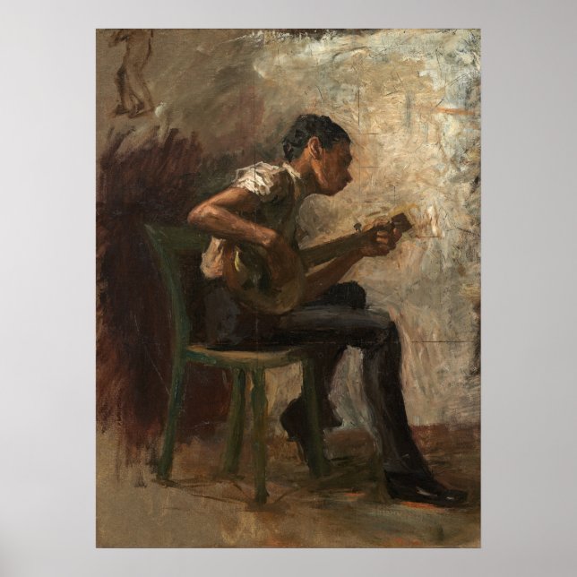 Le Joueur du Banjo - Thomas Eakins Poster des Beau (Devant)