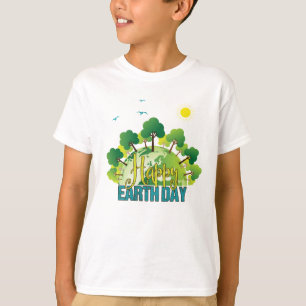 Le jour de la terre heureux badine le T-shirt du