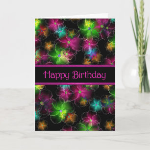 Le joyeux anniversaire fleurit la carte de voeux