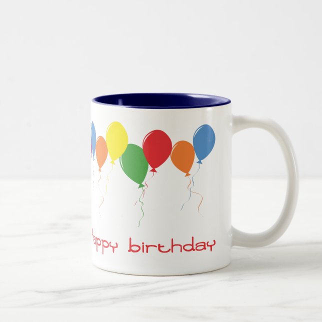 Le joyeux anniversaire monte en ballon la tasse de (Droit)