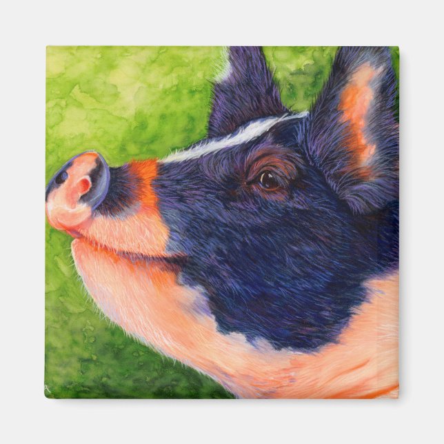 Le joyeux porc - aimant de porc (Devant)