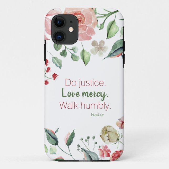 Le juge Floral Micah 6:8 Coque-Mate coque iphone (Dos)
