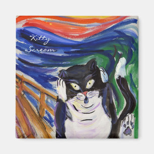 Le Kitty Scream Custom Art Refrigerator Magnets