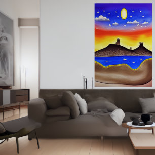 Le lac dans le désert AI Art Poster