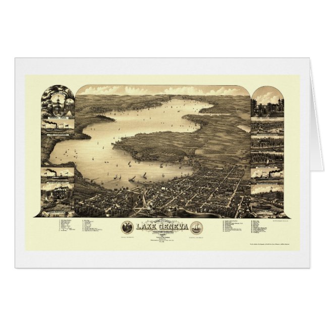 Le Lac Léman, carte panoramique de WI - 1882 (Devant horizontal)