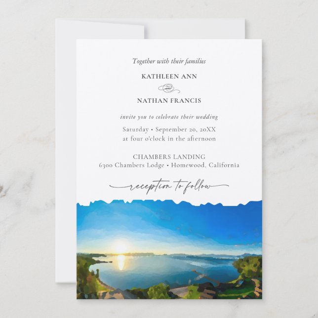 Le lac Tahoe Destination Mariage Invitation (Devant)