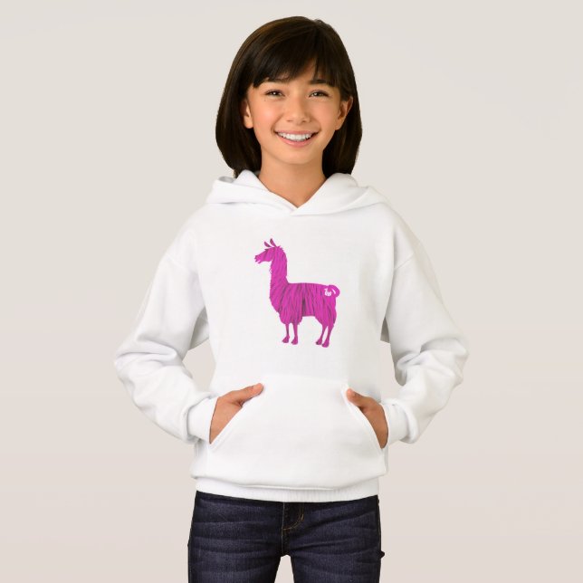 Le lama velu rose badine le sweat - shirt à (Devant entier)