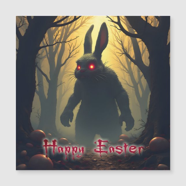 Le lapin de Pâques Éffrayant dans la forêt ombragé (Devant)
