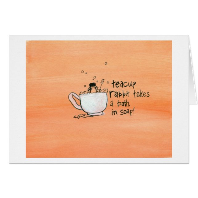 Le lapin de tasse de thé prend Bath. Dans le savon (Devant horizontal)