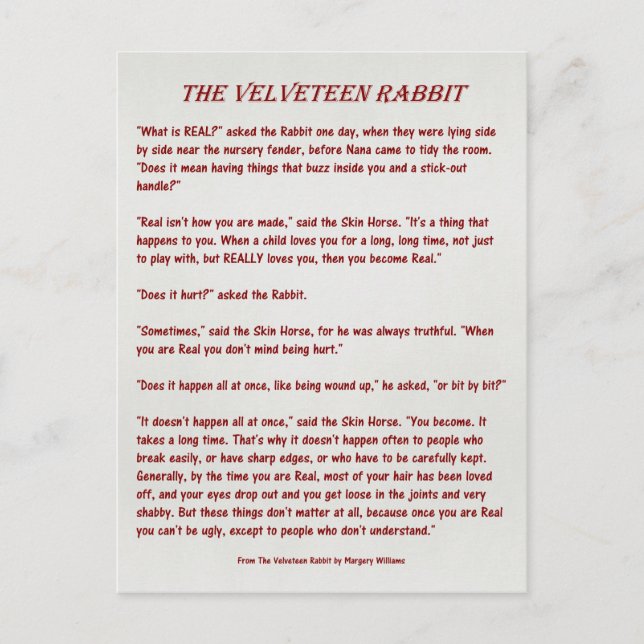 Le lapin de velventine - quel est vrai ?  Carte (Devant)