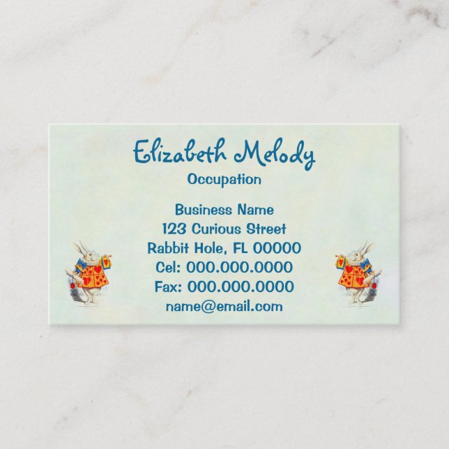 Le lapin en Alice dans le carte de visite de ~ du (Devant)