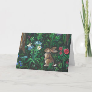 "Le lapin en forêt." (Détail du lapin) Carte de vo