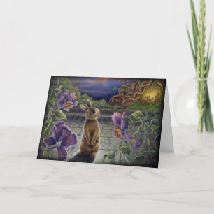 Le lapin rêve la carte de voeux de lapin de fleurs
