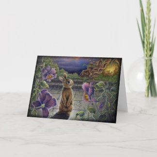 Le lapin rêve la carte de voeux de lapin de fleurs