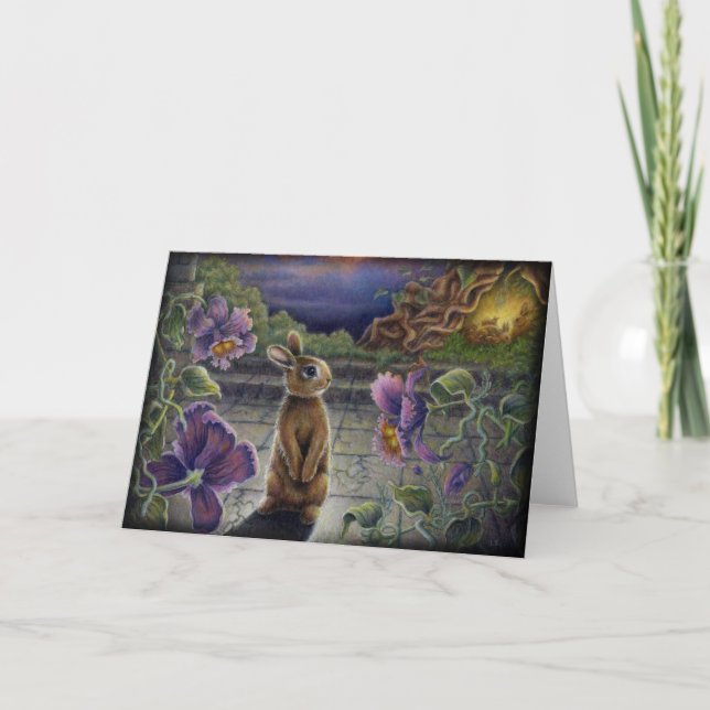 Le lapin rêve la carte de voeux de lapin de fleurs (Devant)